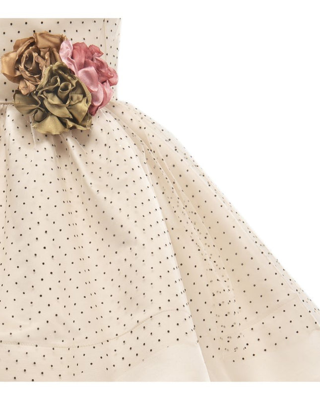 tulleen-2773-Beige Floral Brooch Dress