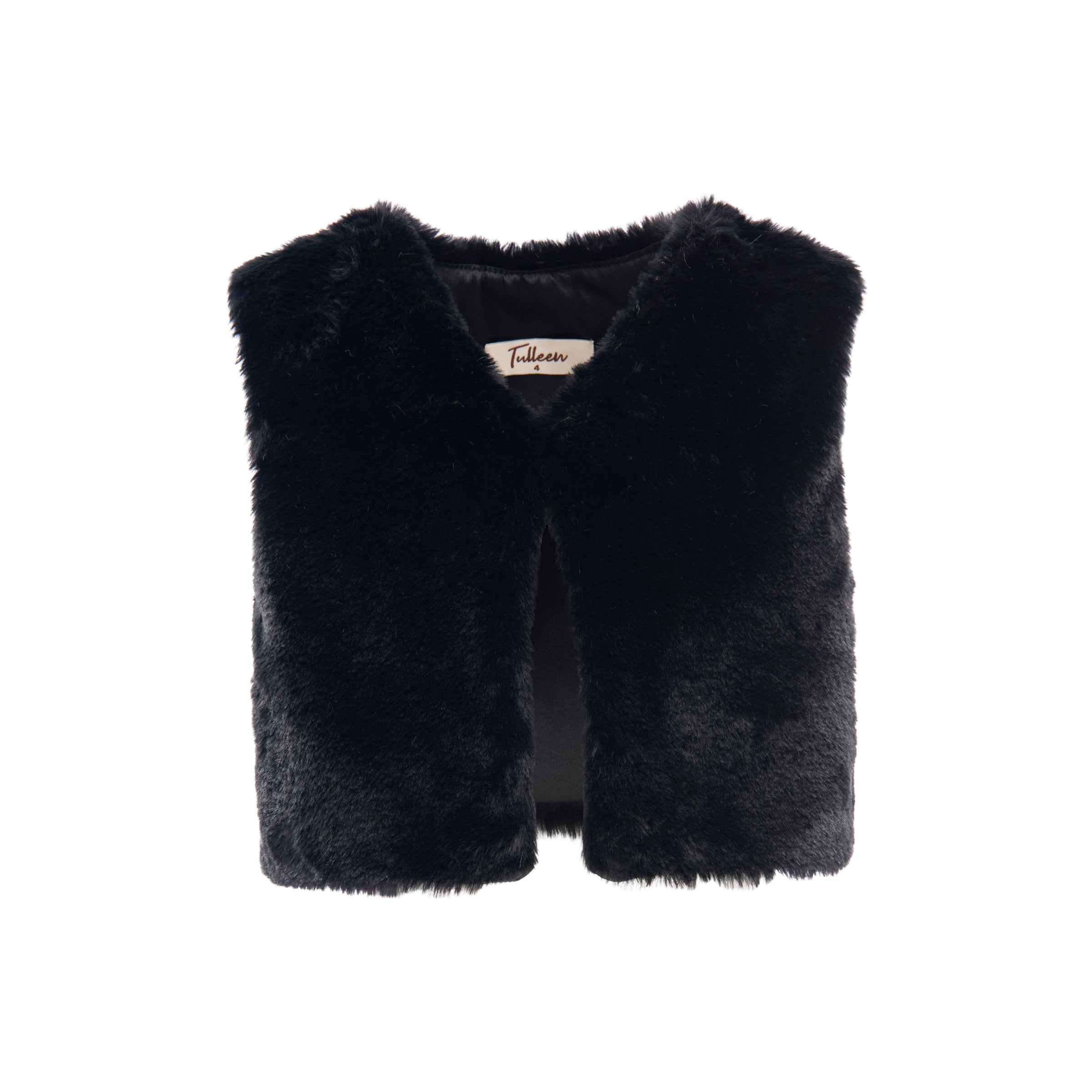 Black fur vest kids sale