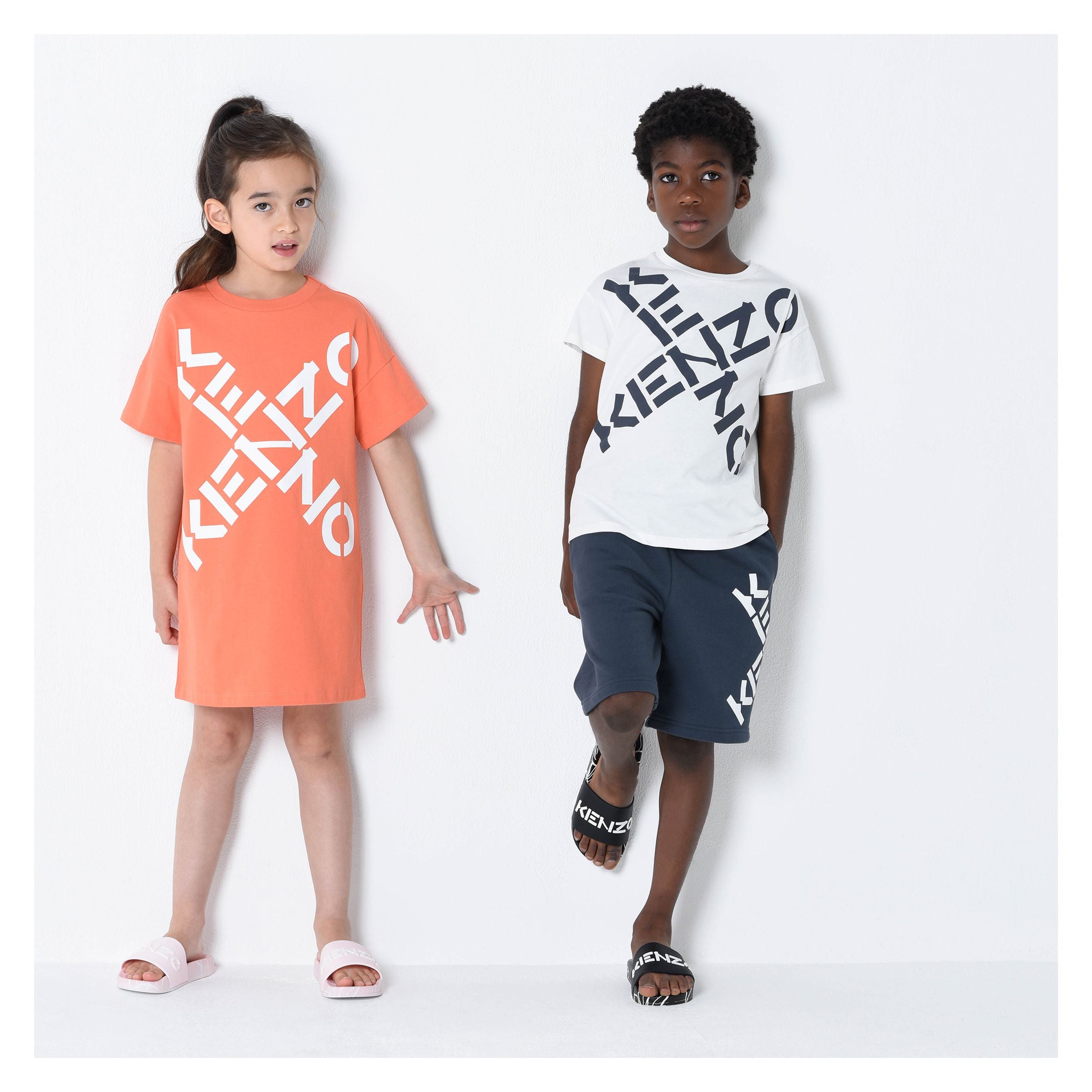 Black Tiger Print Logo Slides - kids atelier