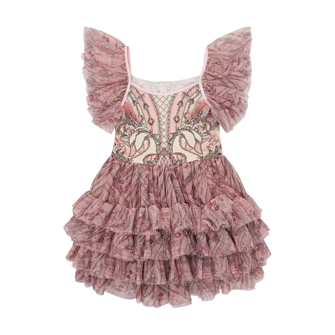 camilla-Pink Tutu Dress With Sleeve Frills-00021105
