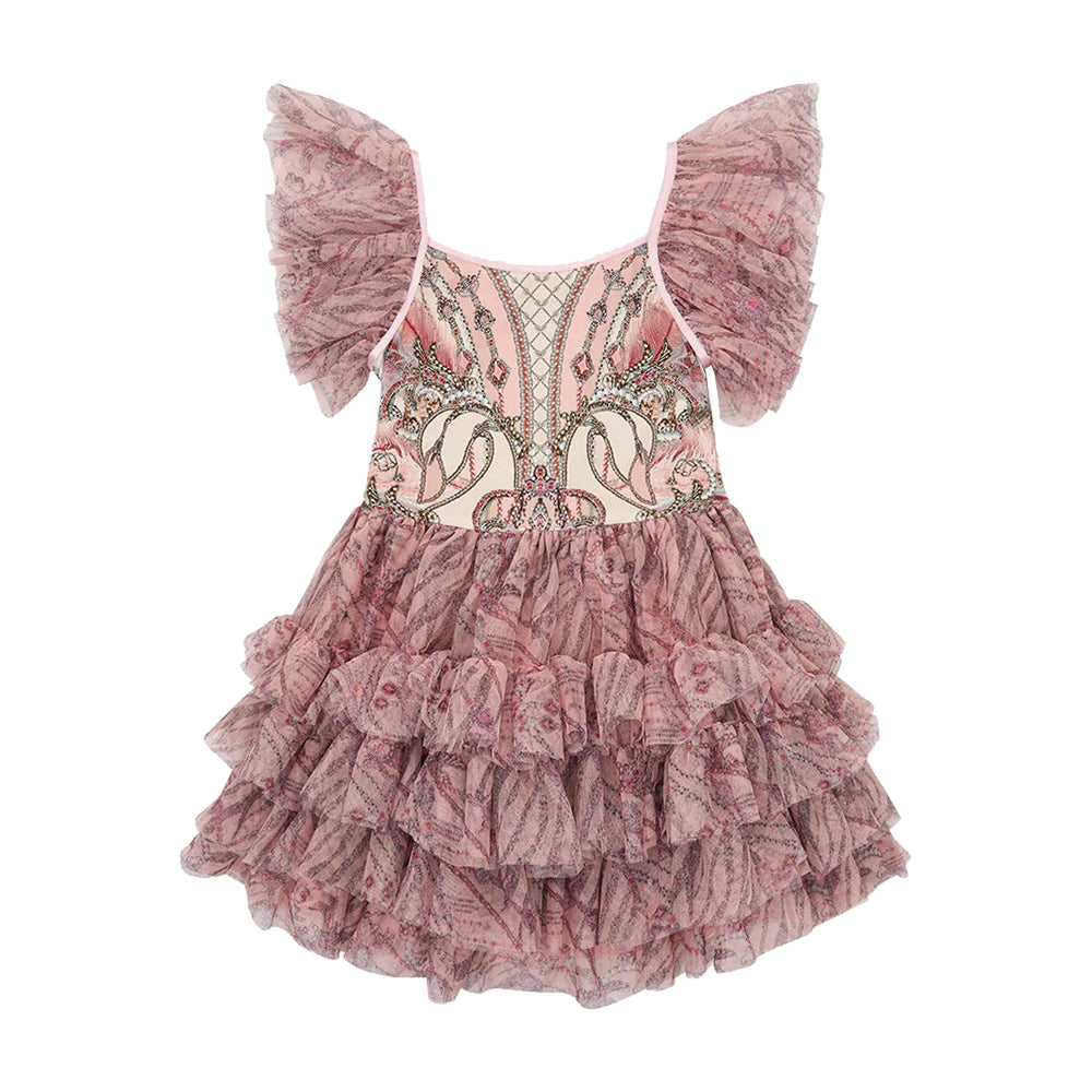 camilla-Pink Tutu Dress With Sleeve Frills-00021105