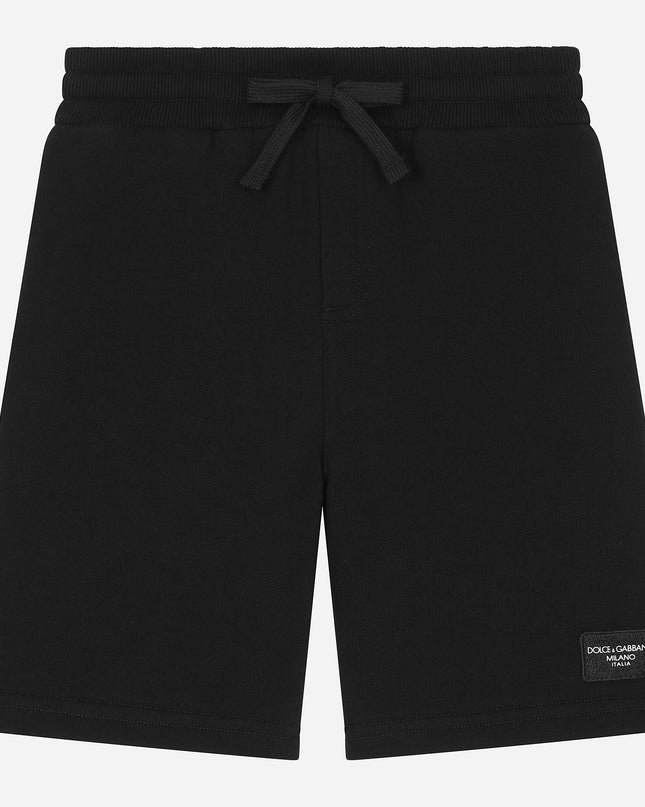 dg-l4jqr1-g7m4r-n0000-Black Logo Plaque Shorts