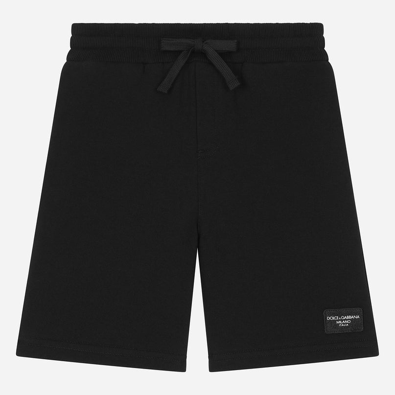 dg-l4jqr1-g7m4r-n0000-Black Logo Plaque Shorts