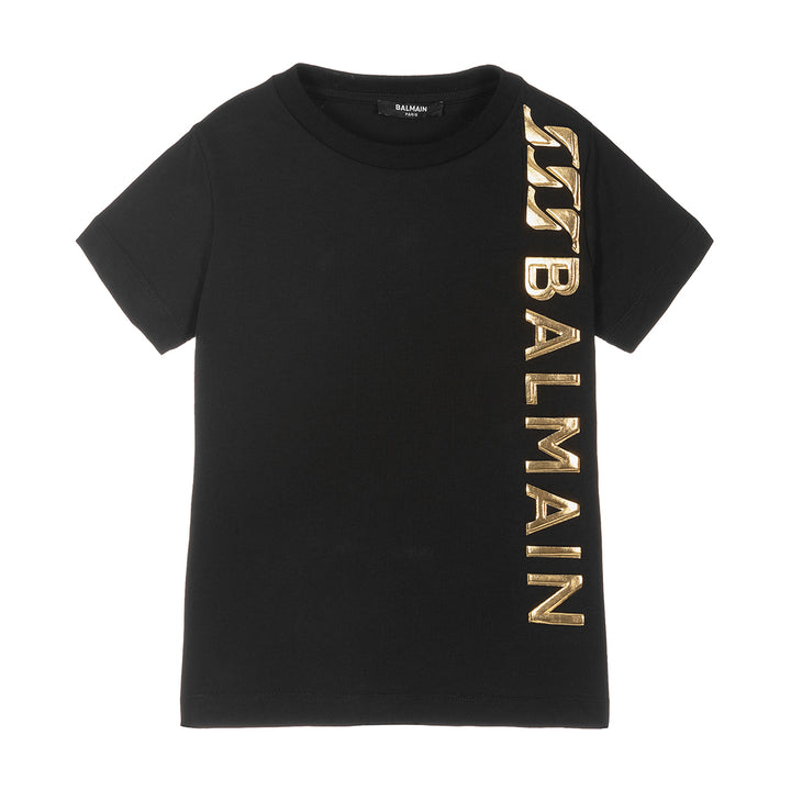 balmain-Black Vertical Logo T-Shirt-6r8p61-z0738-930or