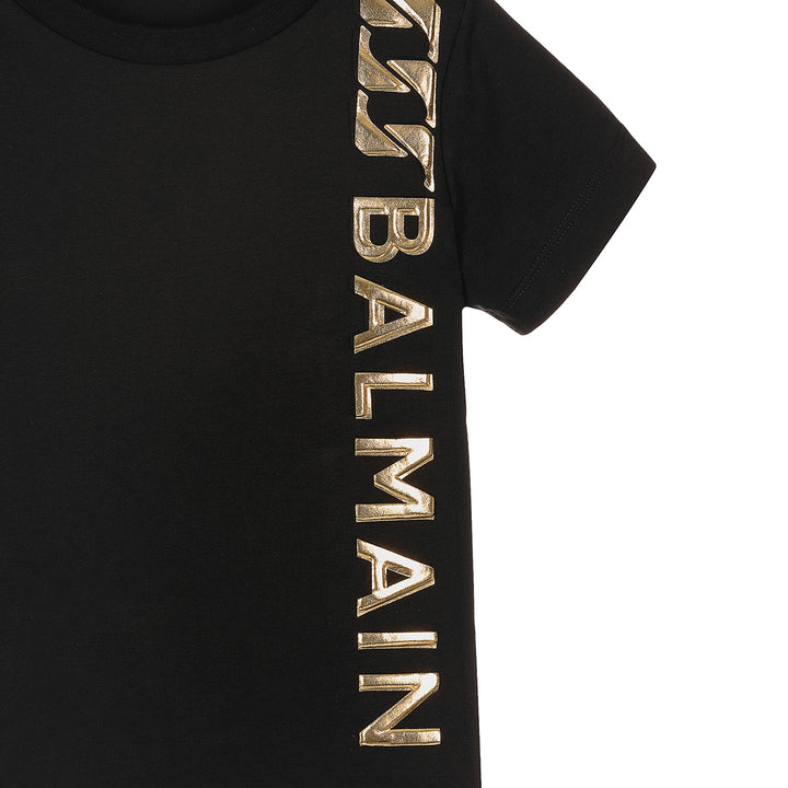 balmain-Black Vertical Logo T-Shirt-6r8p61-z0738-930or