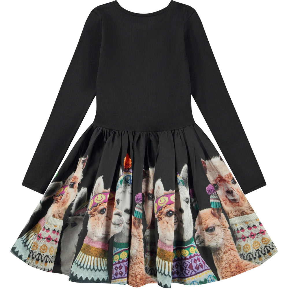 molo-Black Llamas Print Dress-2w23e228-3381