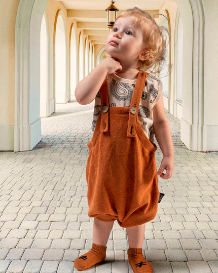 Mustard Paisley Print Overalls