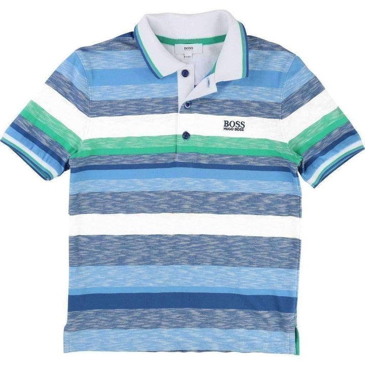 Fancy Striped Polo Shirt-Shirts-BOSS-kids atelier