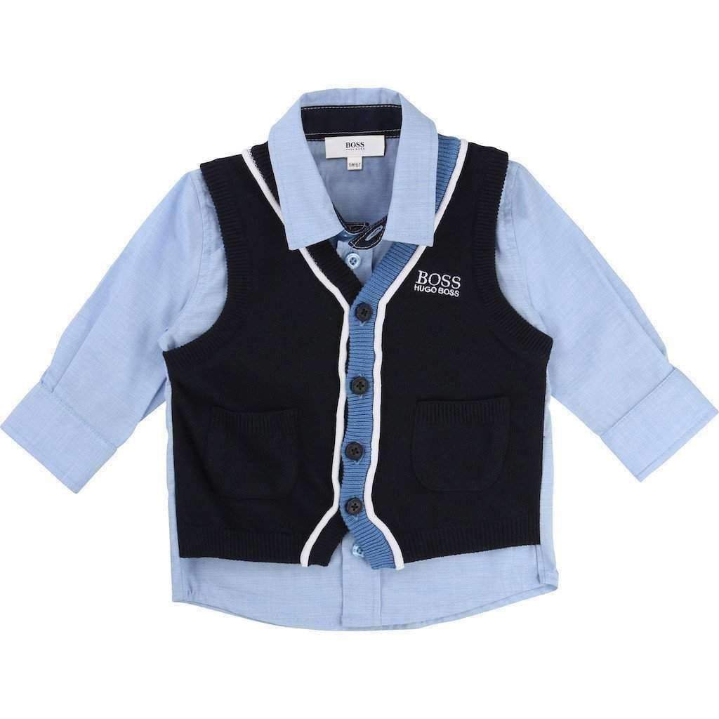 Front Stitched Cardigan Shirt-Shirts-BOSS-kids atelier