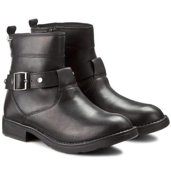 Geox J Sofia Black Leather Ankle Boots-Shoes-Geox-kids atelier