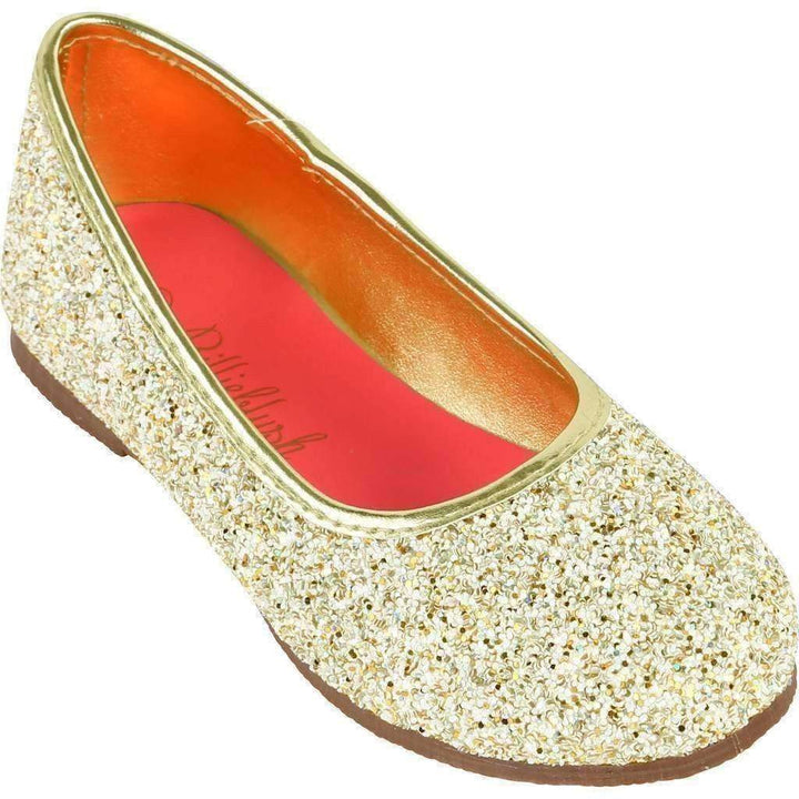 Gold Glitter Ballerina Shoes-Shoes-Billieblush-kids atelier
