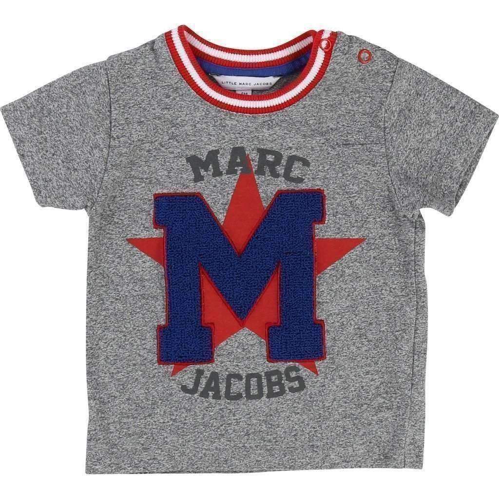 Gray M Star T-Shirt-Shirts-Little Marc Jacobs-kids atelier