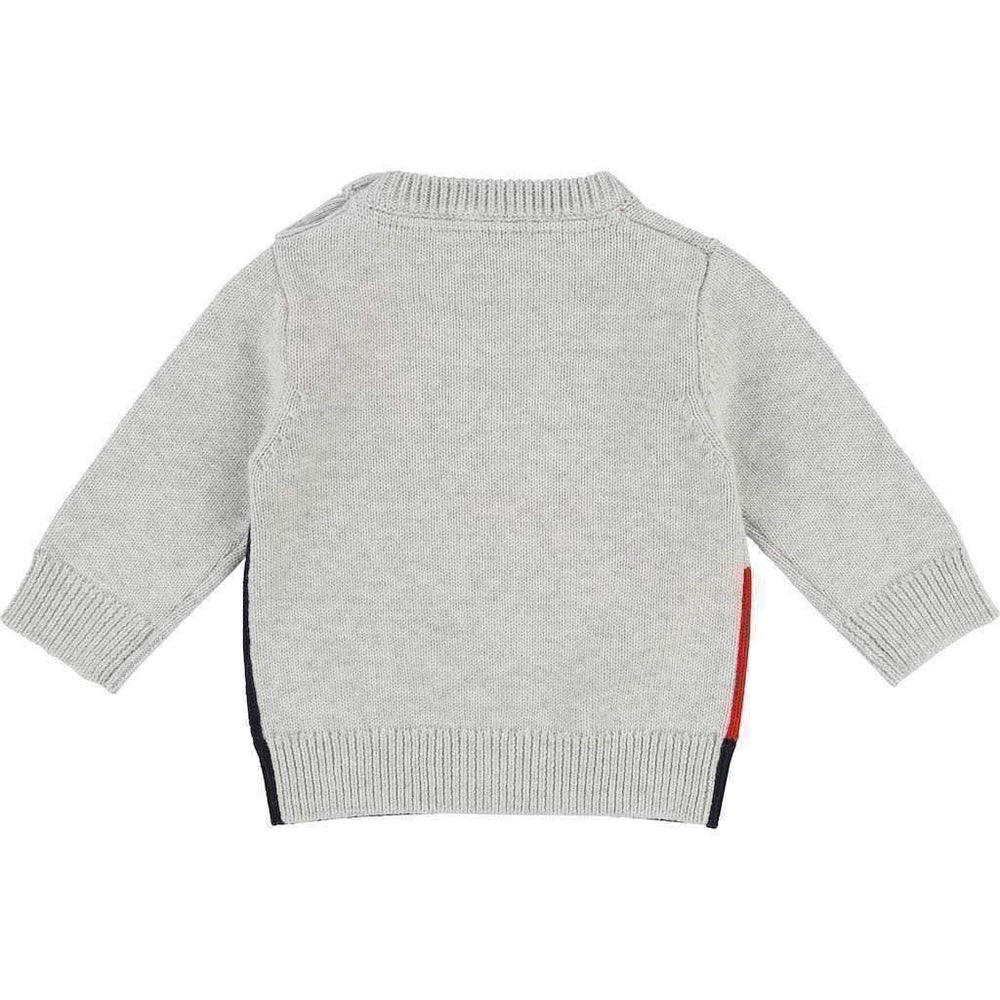 Gray Patterned Knitted Wool Sweater-Shirts-BOSS-kids atelier