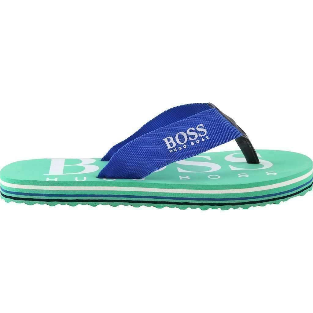 Green & Blue Flip Flops-Shoes-BOSS-kids atelier