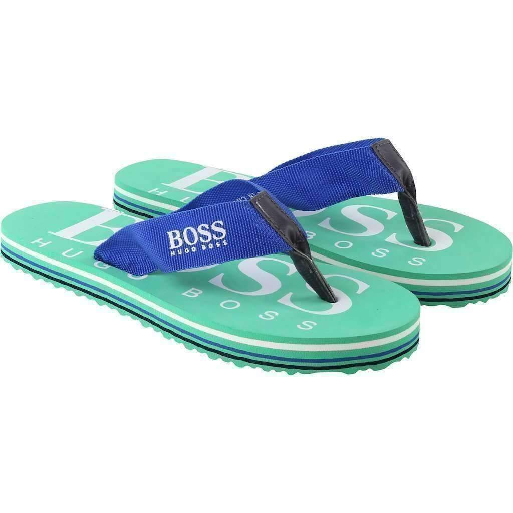 Green & Blue Flip Flops-Shoes-BOSS-kids atelier