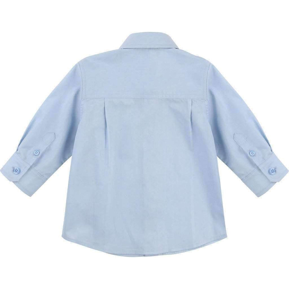 Long Sleeved Embroidered Sky Blue Shirt-Shirts-BOSS-kids atelier