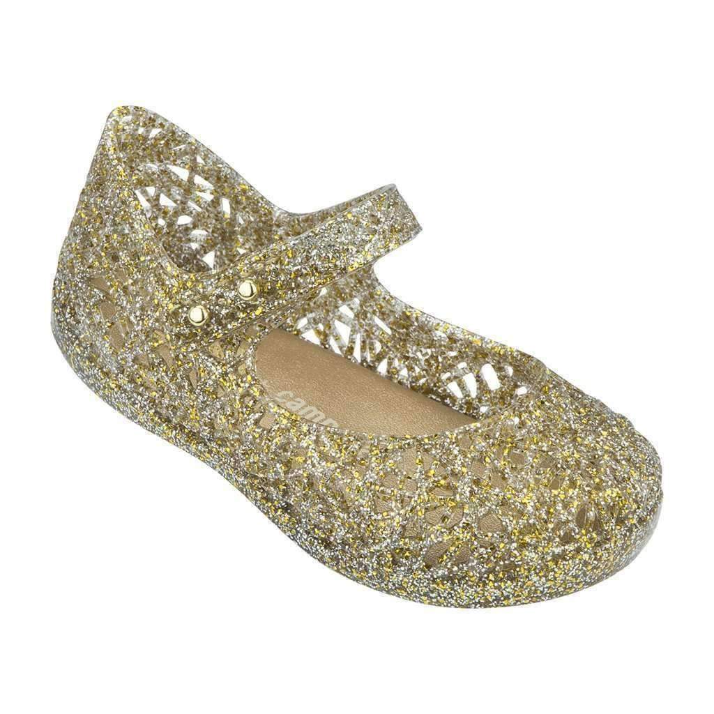 Mini Melissa Gold Glitter Zig Zag Mary Janes-Shoes-Mini Melissa-kids atelier