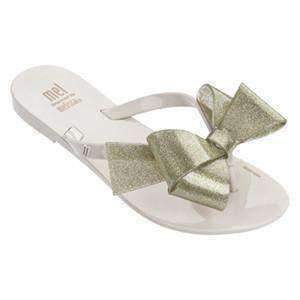 Mini Melissa Gold Mel Hamonic Bow Flip Flops-Shoes-Mini Melissa-kids atelier