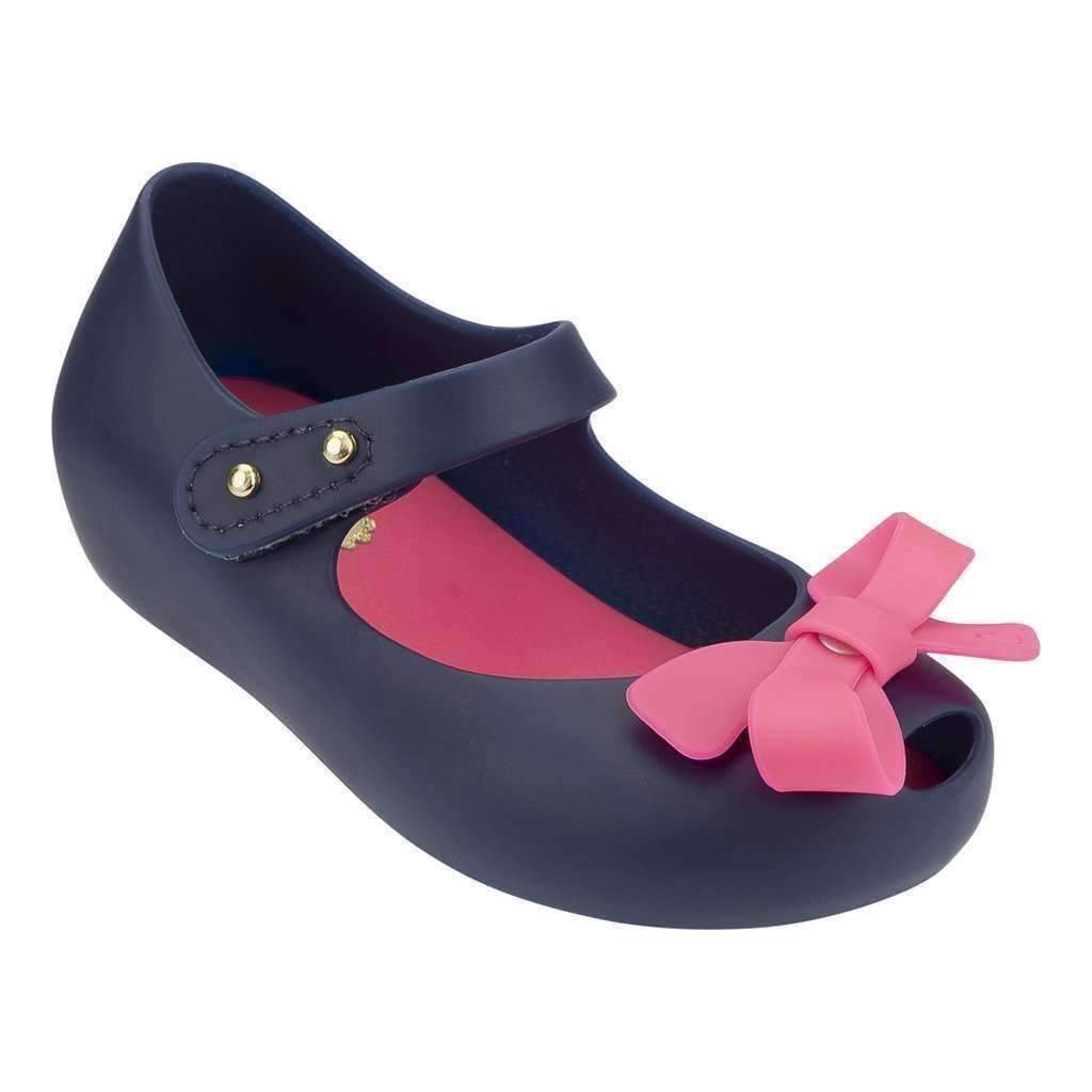 Mini Melissa Navy Pink Bow Mary Janes-Shoes-Mini Melissa-kids atelier