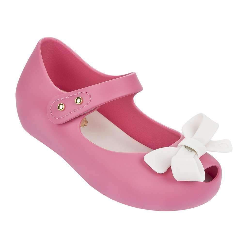 Mini Melissa Pink White Bow Mary Janes-Shoes-Mini Melissa-kids atelier