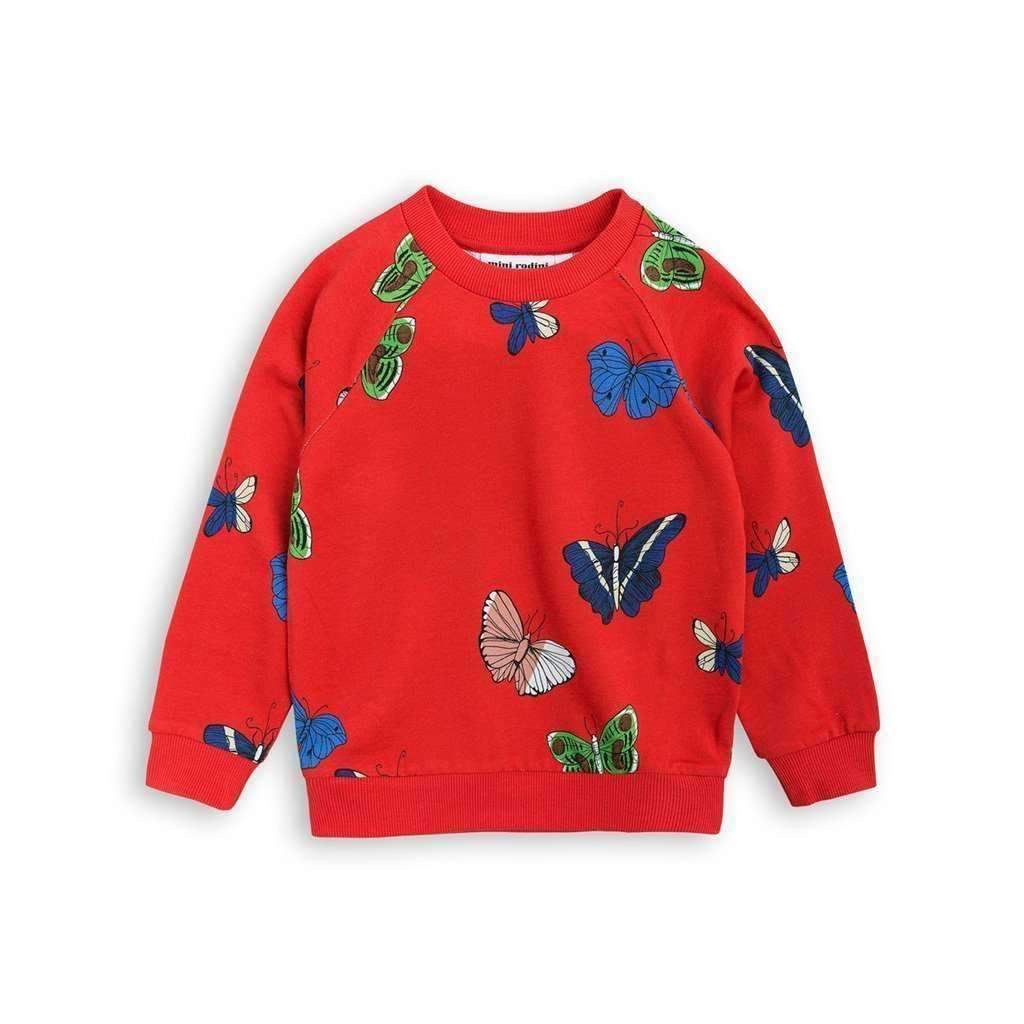 Mini Rodini Red Butteflies Sweatshirt-Shirts-Mini Rodini-kids atelier