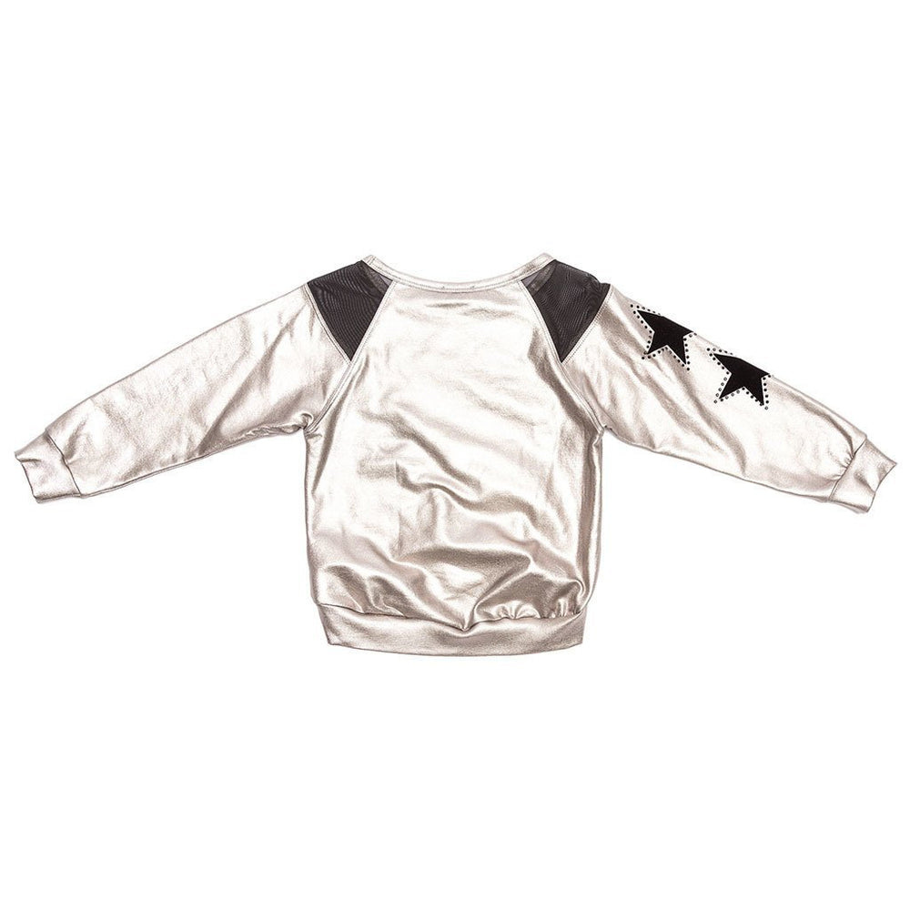 Monnalisa Silver Star Sweater Shirt-Shirts-Monnalisa-kids atelier
