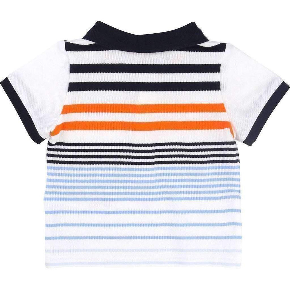 Multi-colored White Striped Polo-Shirts-BOSS-kids atelier