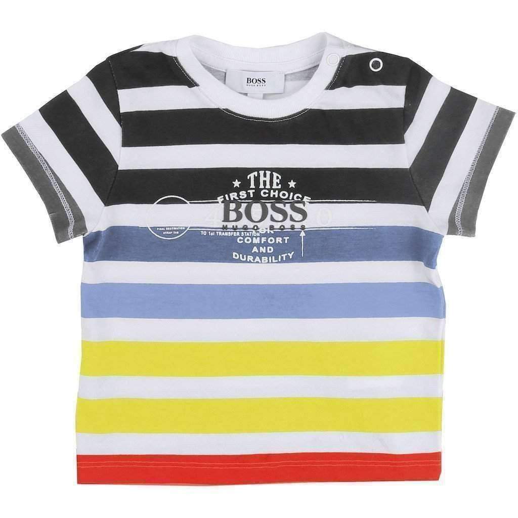 Multicolored Striped T-Shirt-Shirts-BOSS-kids atelier