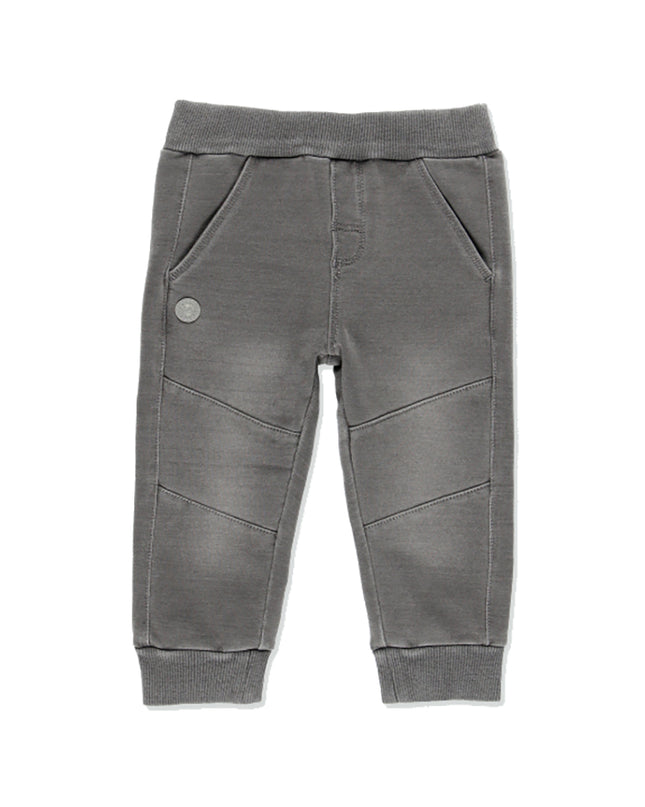 Boboli-GREY-Fleece denim trousers for baby boy-390013-GREY