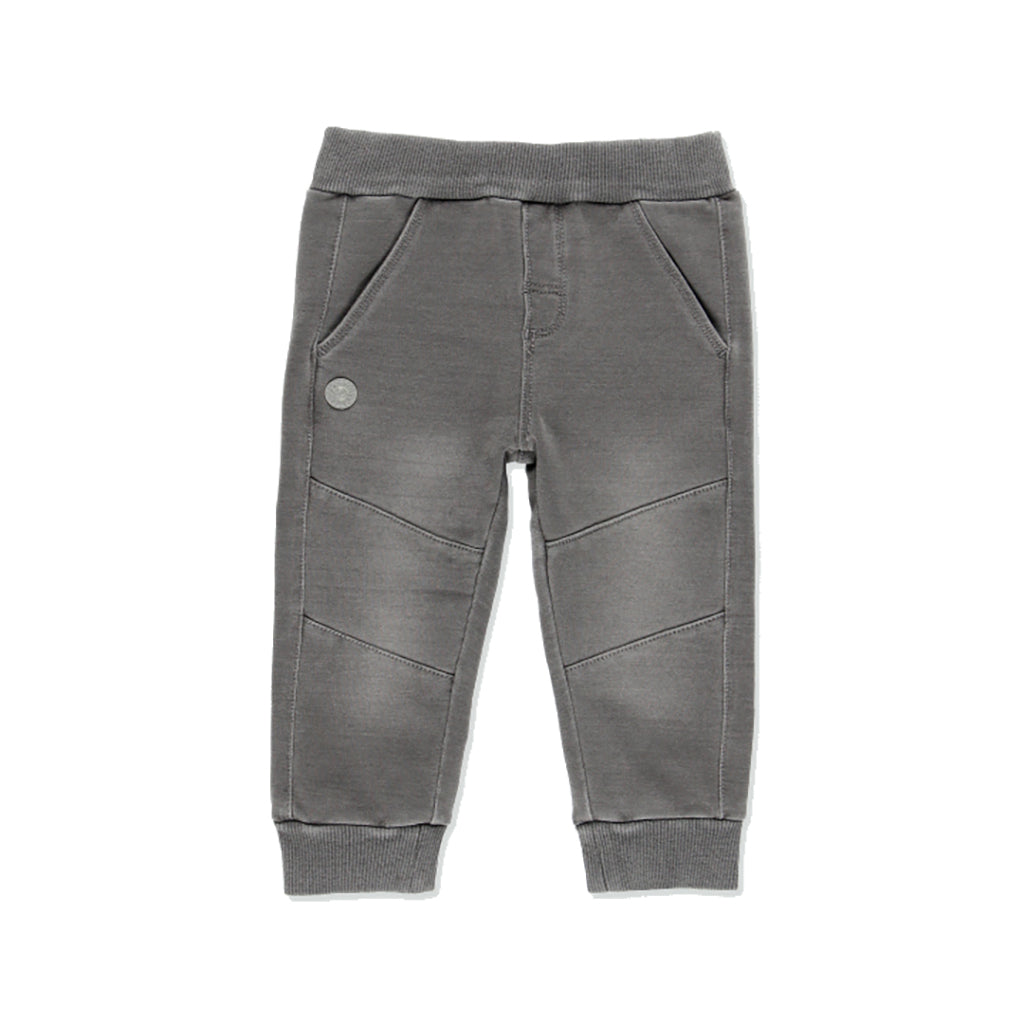 Boboli-GREY-Fleece denim trousers for baby boy-390013-GREY