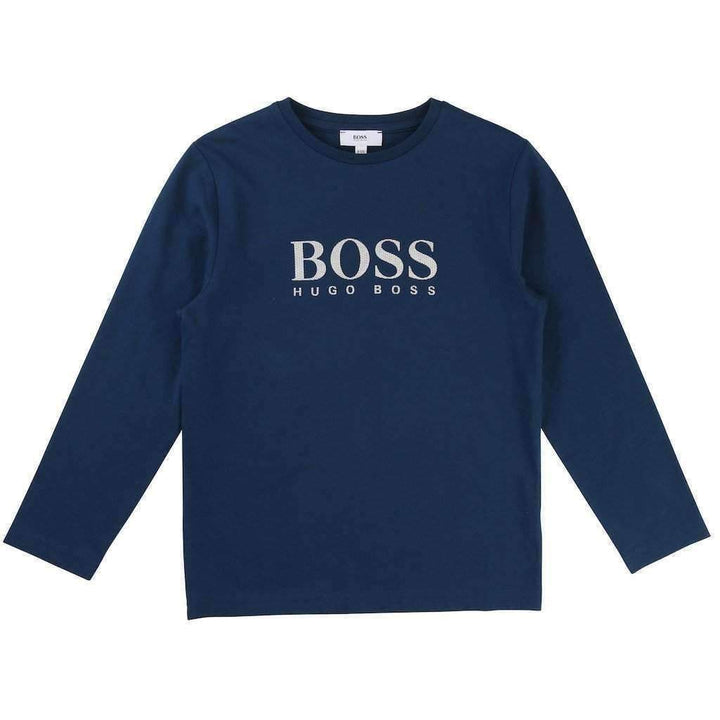 Navy Long Sleeve T-Shirt-Shirts-BOSS-kids atelier