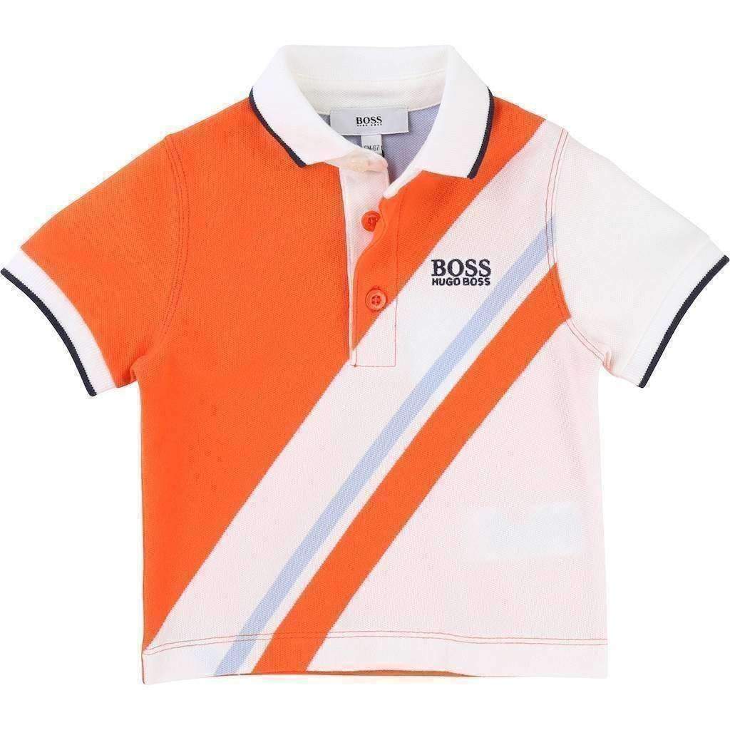 Orange Striped Polo-Shirts-BOSS-kids atelier