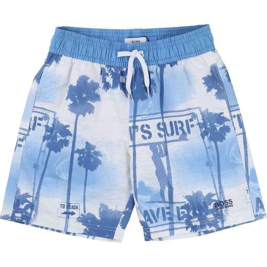 Palm Tree Swim Shorts-Swimwear-BOSS-kids atelier