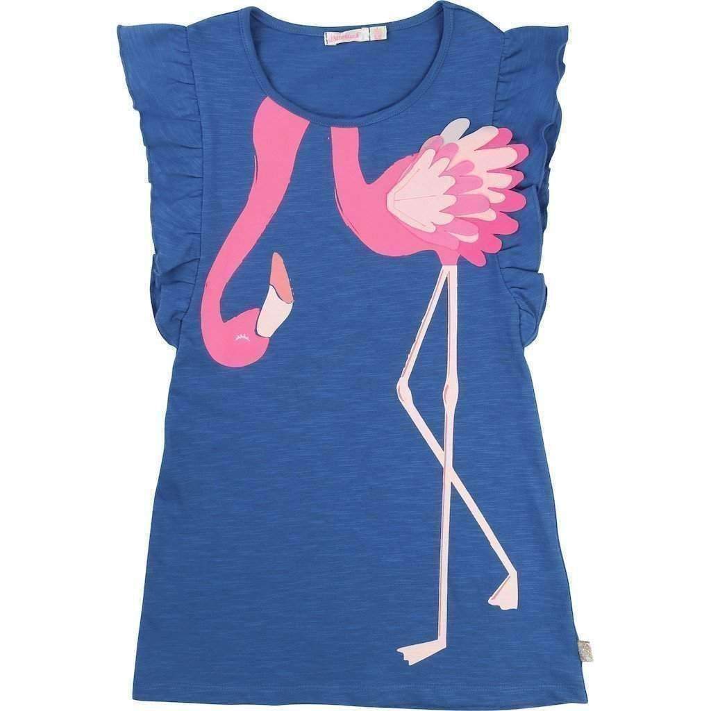 Pink Flamingo Blue Dress-Dresses-Billieblush-kids atelier