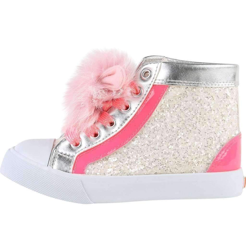 Pink Glitter PomPom Trainer Shoes-Shoes-Billieblush-kids atelier