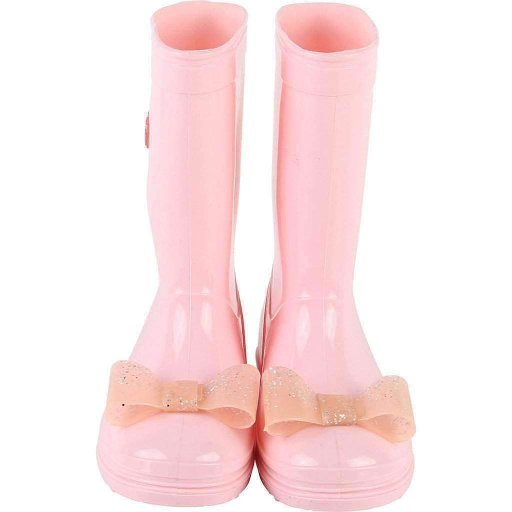 Pink Rubber Rain Boots With Bowtie-Shoes-Billieblush-kids atelier