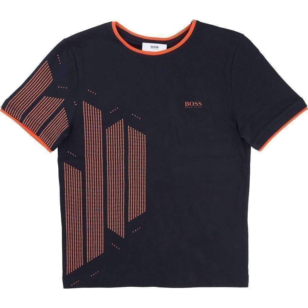 Short Sleeve Black 3-D Vertice Tee Shirt-Shirts-BOSS-kids atelier