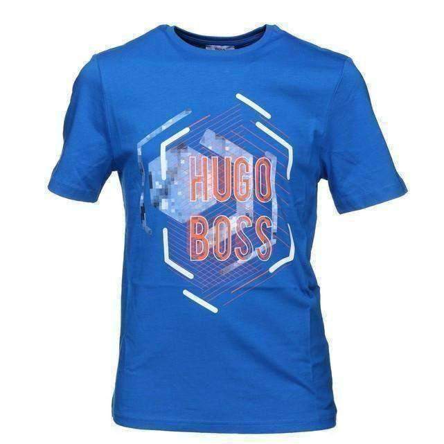 Short Sleeve Blue Design T-Shirt-Shirts-BOSS-kids atelier