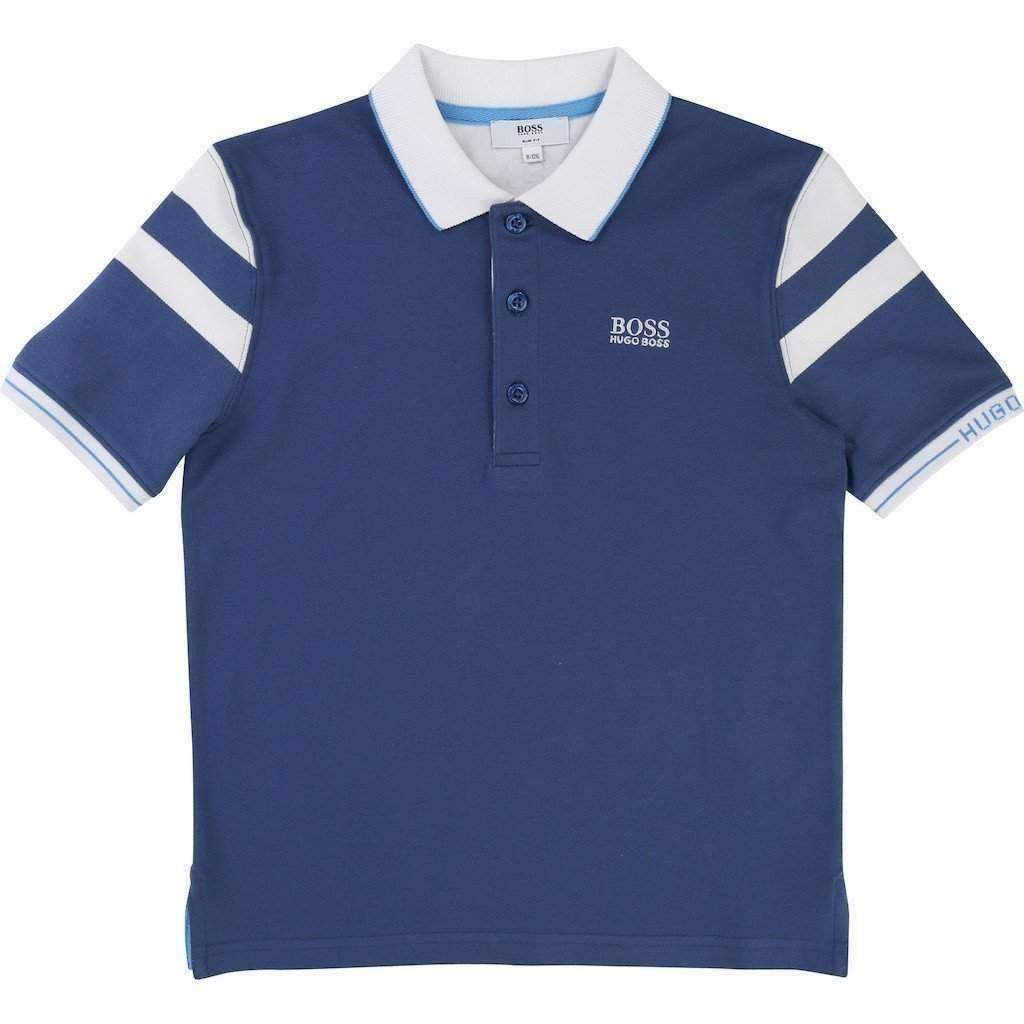 Short Sleeve Mid-Blue Polo-Shirts-BOSS-kids atelier