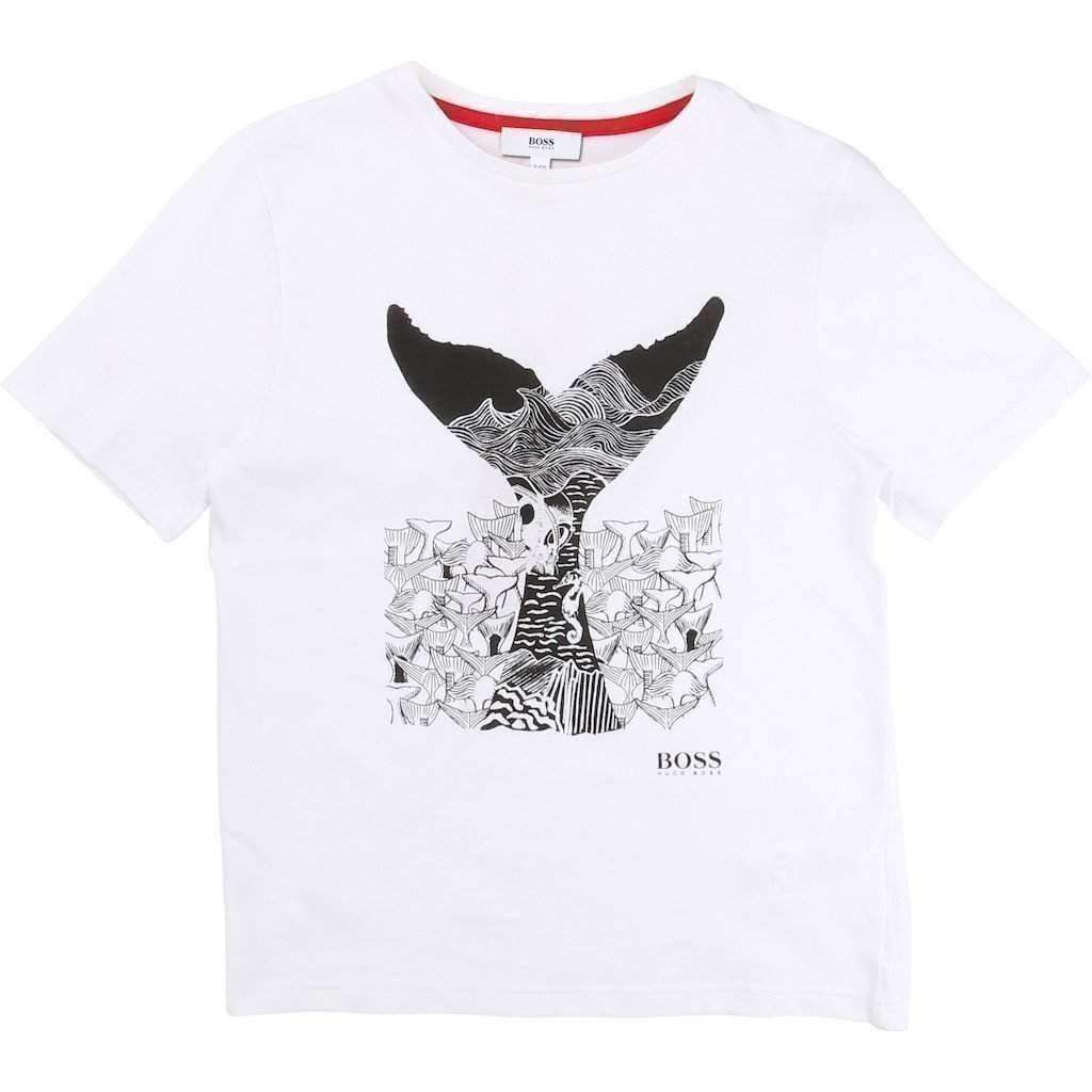 Short Sleeve Whale Tail Tee Shirt-Shirts-BOSS-kids atelier