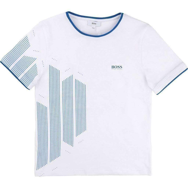 Boss White 3-D Vertice Tee Shirt-Shirts-BOSS-kids atelier