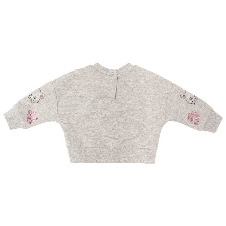 Stretch Fleece Kittens Sweatshirt-Shirts-Monnalisa-kids atelier