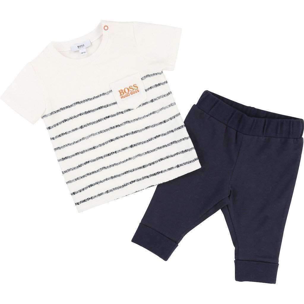 Striped Tshirt & Navy Pant Set-Outfits-BOSS-kids atelier