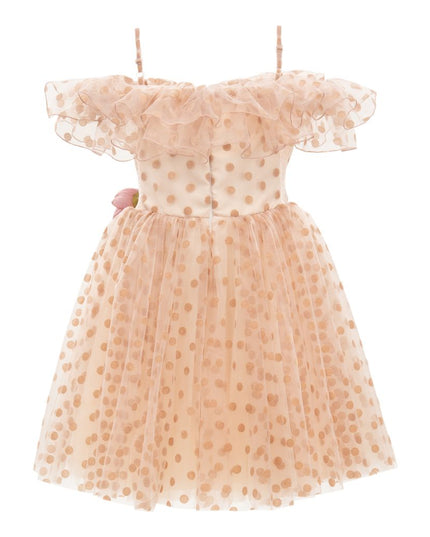 kids atelier tulleen Pink Chiffon Polka Dot Dress