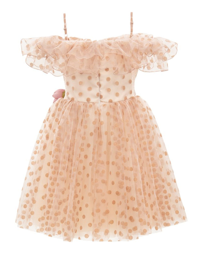 kids atelier tulleen Pink Chiffon Polka Dot Dress