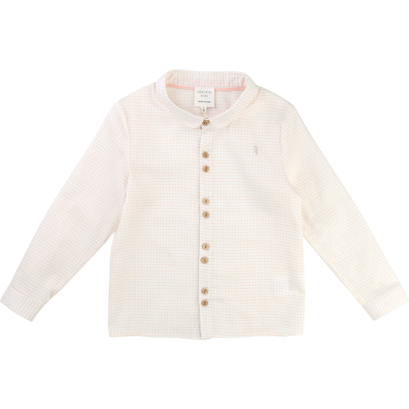 Beige Plaid Collared Shirt