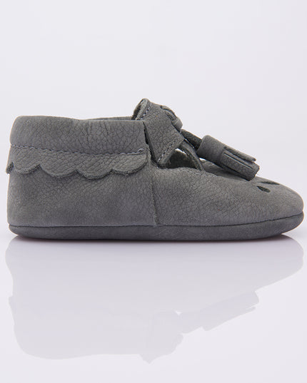 Gray Perforated Tassel Booties
