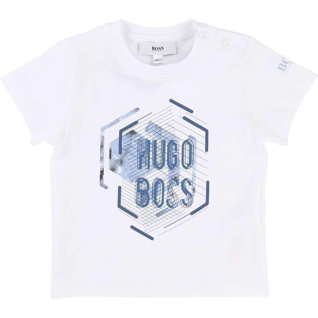 White Graphic T-Shirt-Shirts-BOSS-kids atelier