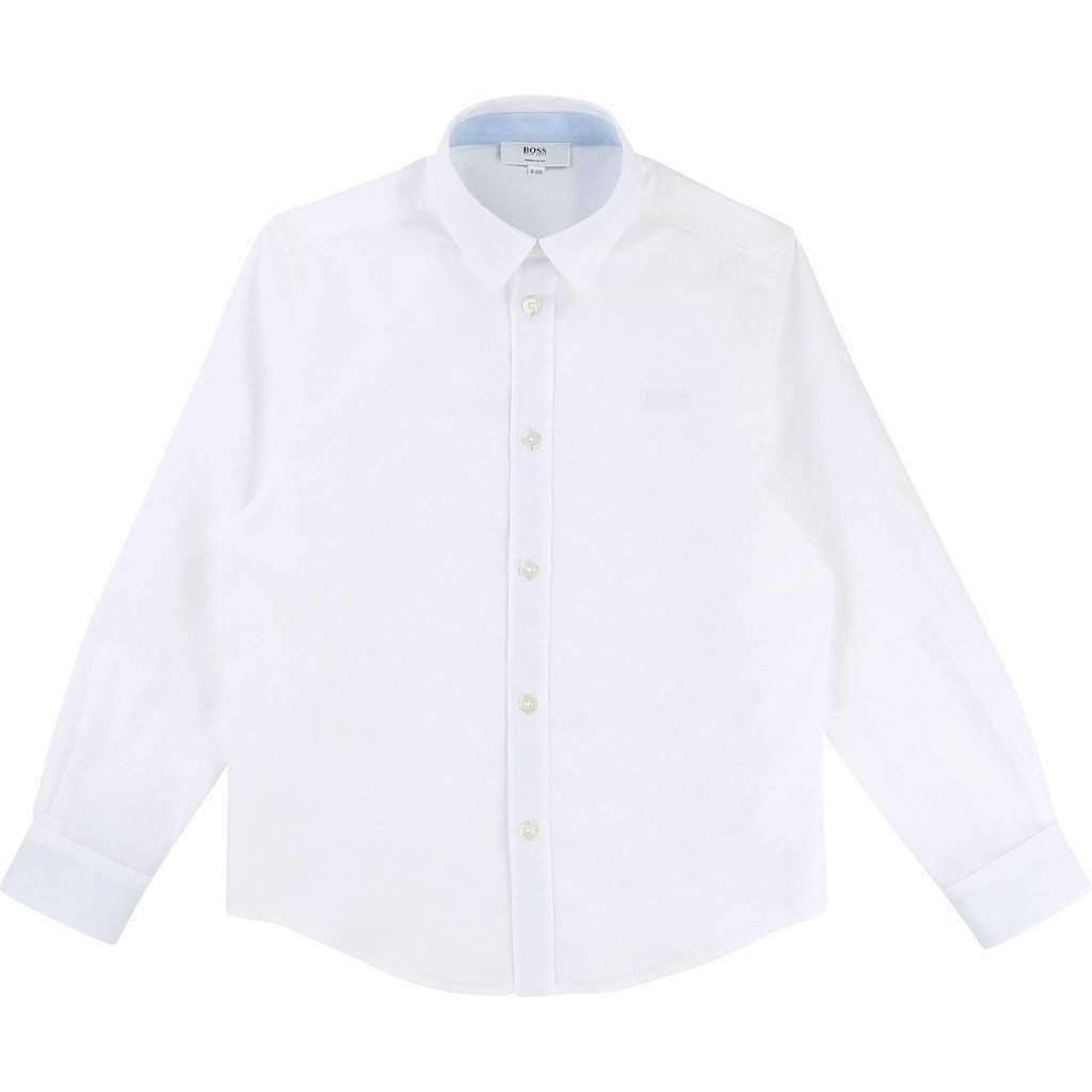 White Long Sleeve Shirt-Shirts-BOSS-kids atelier