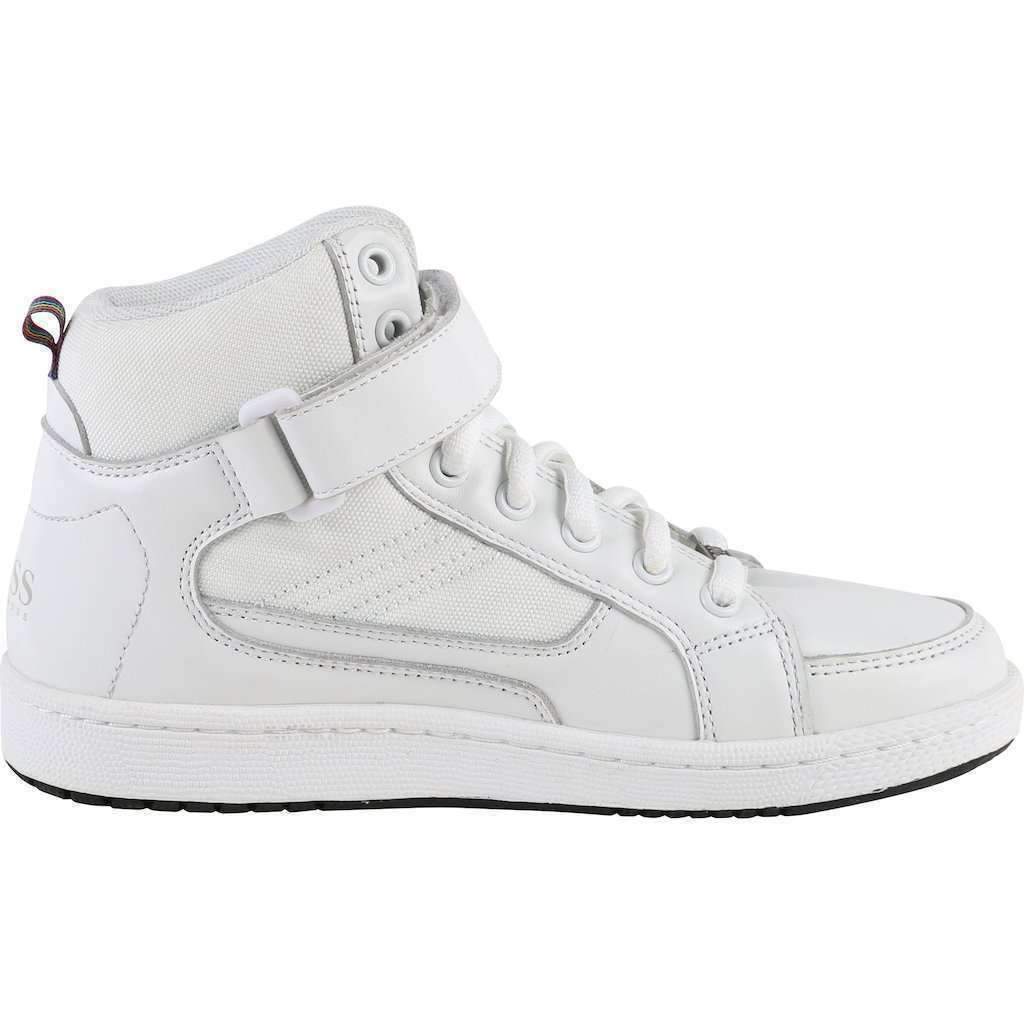 White Mid Top Leather Trainer Shoes-Shoes-BOSS-kids atelier